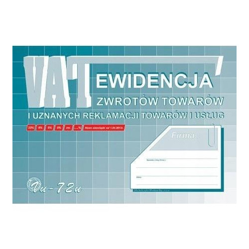 Vu72-u Ewidencja VAT zwrot tow.i uznan. reklamacji A4 Michalczyk i Prokop