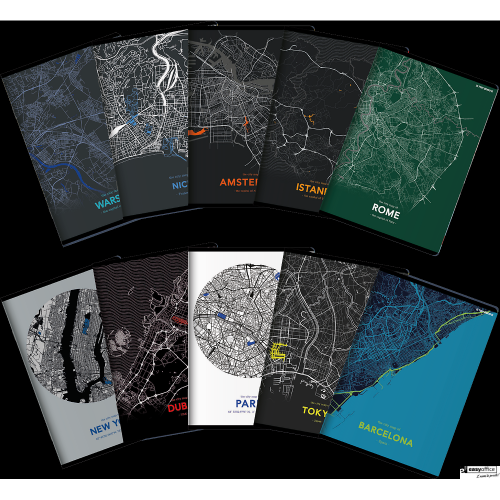 Zeszyt TOP 2000 MONOCHROME MAPPING A5 96k 70g mix linia z marginesem 400157941
