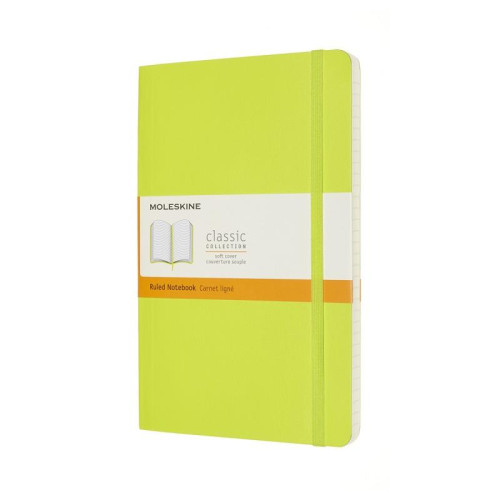 Notes MOLESKINE Classic L (13x21cm), w linie, miękka oprawa, 192 strony, lemon green