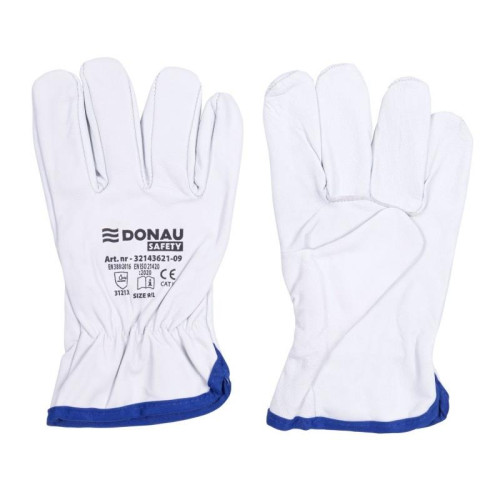 Rękawice robocze DONAU SAFETY, skóra kozia, rozm. 7/S, białe-13419061