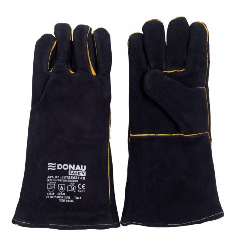 Rękawice robocze DONAU SAFETY, spawalnicze MIG, skóra bydlęca, rozm. 10/XL, czarne-13419110