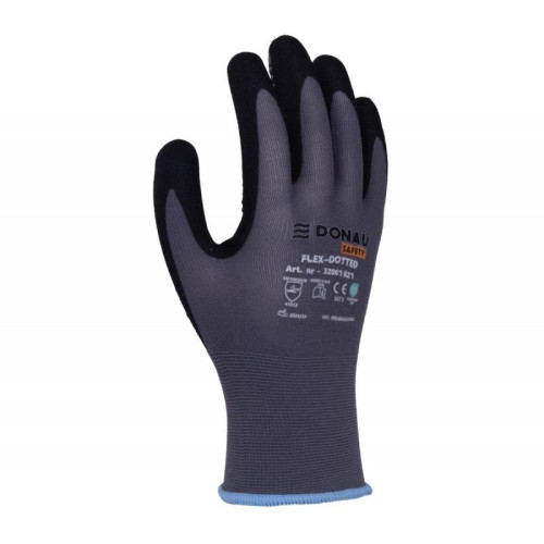 Rękawice DONAU SAFETY Flex-Dotted, kat. II, rozm. 9, szare-13609160