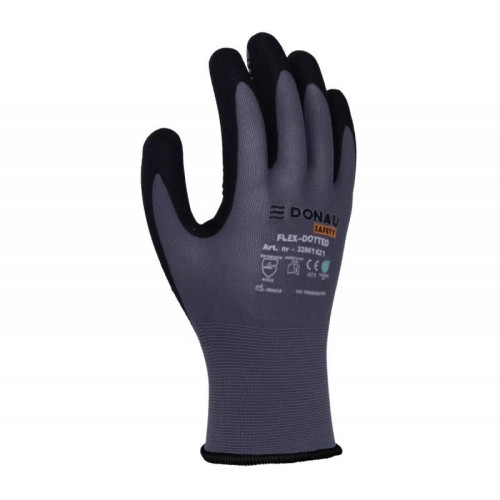 Rękawice DONAU SAFETY Flex-Dotted, kat. II, rozm. 10, szare-13609163