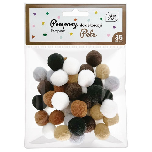 Pompony dekoracyjne INTERDRUK 35szt. 20mm mix pets