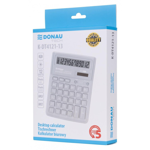 Kalkulator biurowy DONAU TECH, 12-cyfr. wyświetlacz, wym. 190x143x40 mm, srebrny-13933259