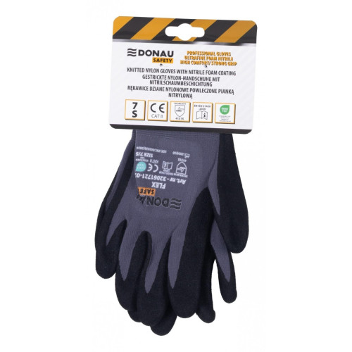 Rękawice DONAU SAFETY Flex, kat. II, rozm. 7, szare-14008656