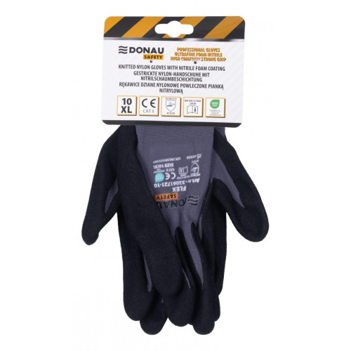 Rękawice DONAU SAFETY Flex, kat. II, rozm. 10, szare-14008660
