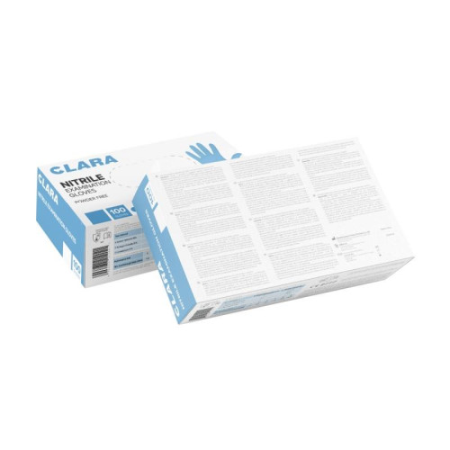 Rękawice nitrylowe bezpudrowe CLARA, 100 szt., rozmiar XS, niebieskie-14099568
