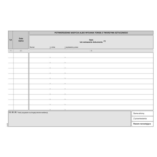 S-200-3 Ewidencja nabytych i wydanych toreb na zakupy z tworzywa sztucznego MICHALCZYK I PROKOP-14326415