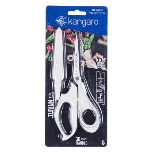 Nożyczki biurowe KANGARO, 18,5 cm, z osłoną, dla praworęcznych, blister, mix kolorów-14706470