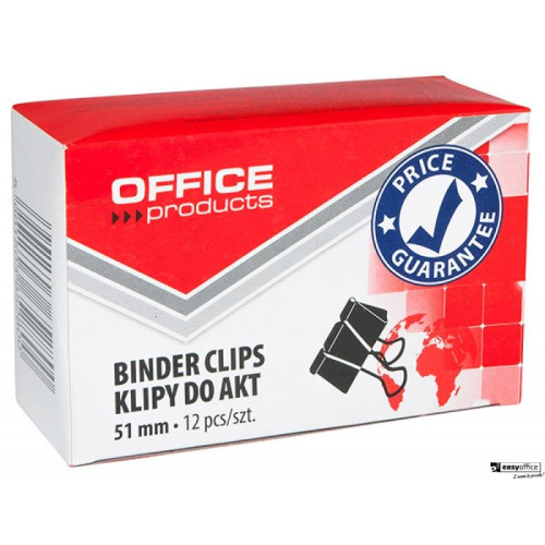 Klipy do dokumentów , 51mm, 12szt., czarne, typu OFFICE PRODUCTS 18095119-05