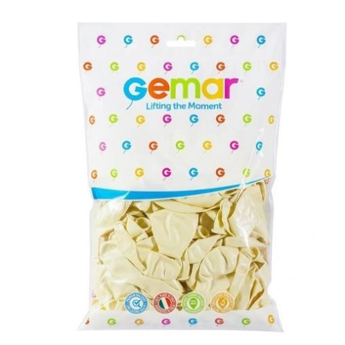 Balony GEMAR 10' 100 szt. metalizowane kość słoniowa