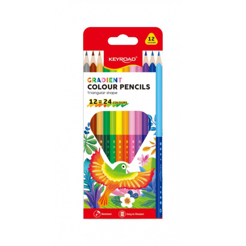 Kredki ołówkowe KEYROAD, gradientowe, 12 szt., mix kolorów