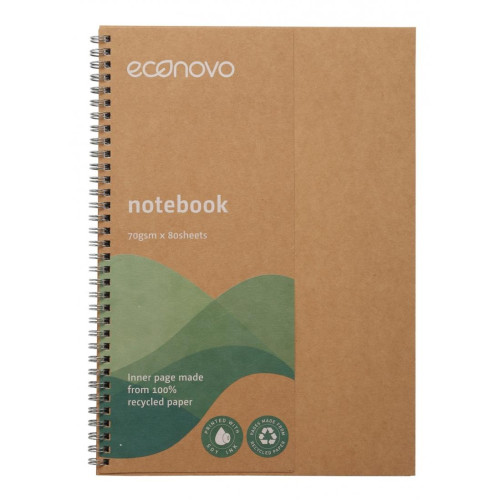 Kołonotatnik ECONOVO, z recyklingu, A4, 80 kart., 70gsm, naturalny