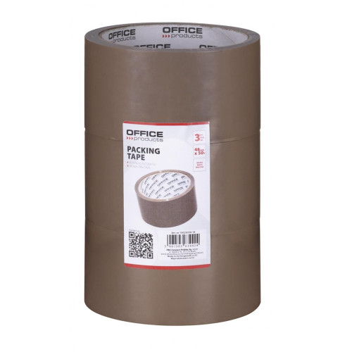 Taśma pakowa OFFICE PRODUCTS, 48mm x 50y, 36mic, 3szt., brązowa