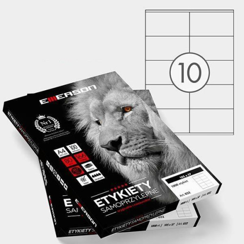 Etykieta samoprzylepna EMERSON 105x57 100 szt. białe