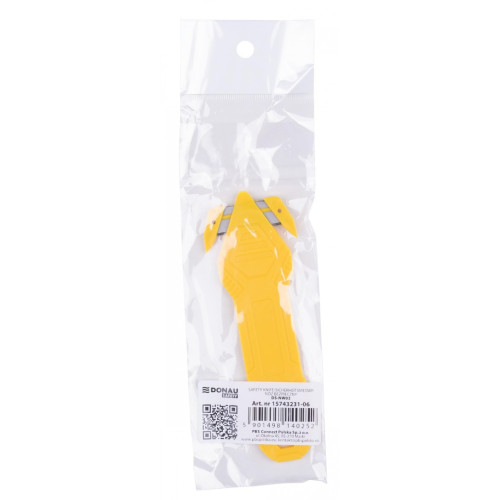 Nóż bezpieczny DONAU SAFETY DS-NWO2, niewymienne ostrze, zawieszka, żółty-16023157