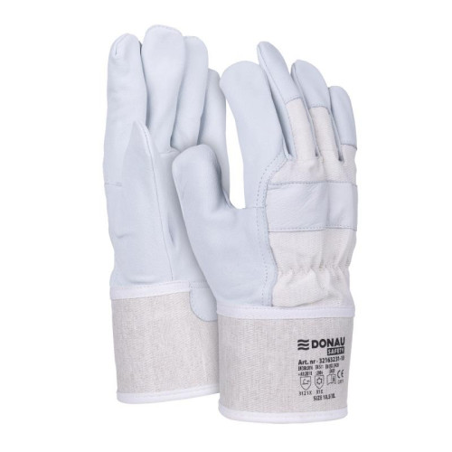 Rękawice robocze DONAU SAFETY DS-DOKGOAT, doker, skóra kozia, rozm. 10,5/XL, szaro-białe