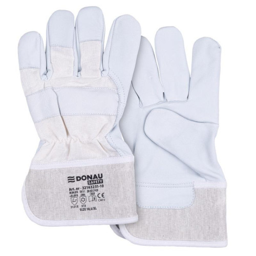 Rękawice robocze DONAU SAFETY DS-DOKGOAT, doker, skóra kozia, rozm. 10,5/XL, szaro-białe-16023196