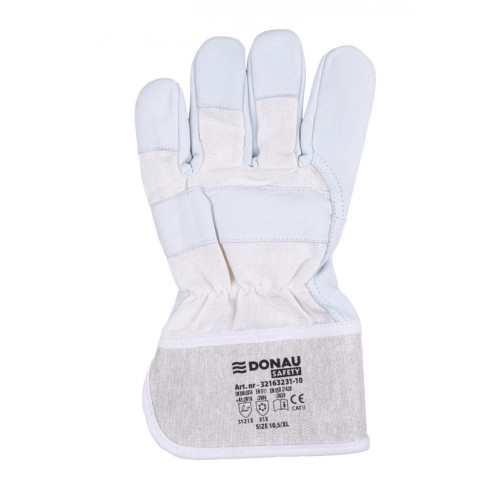 Rękawice robocze DONAU SAFETY DS-DOKGOAT, doker, skóra kozia, rozm. 10,5/XL, szaro-białe-16023198