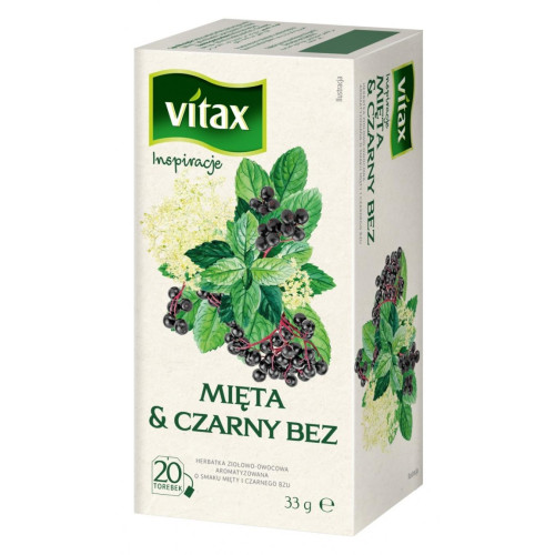 Herbata VITAX Inspiracje, mięta i czarny bez, 20 torebek