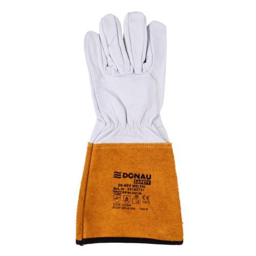 Rękawice spawalnicze DONAU SAFETY DS-KEV WELTIG, kevlar, skóra kozia, rozm. 9/L, biało-złote-16091838
