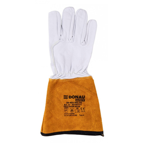 Rękawice spawalnicze DONAU SAFETY DS-KEV WELTIG, kevlar, skóra kozia, rozm. 11/XXL, biało-złote-16091854