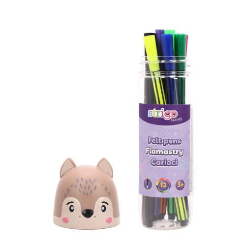 Flamastry STRIGO Wilk 12 kolorów