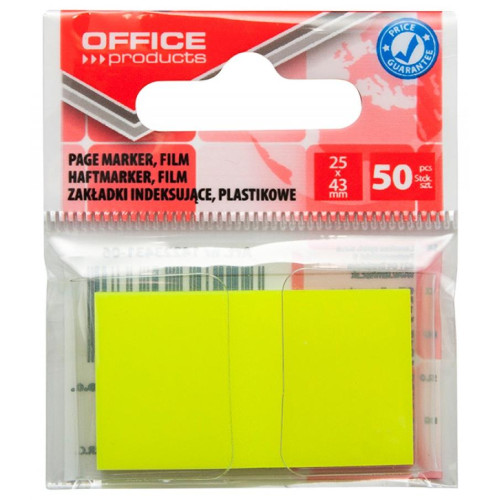 Zakładki indeksujące 25x43 OFFICE PRODUCTS 50k żółte neonowe