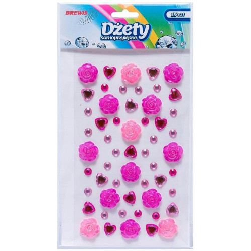 Dżety DSK5 Róże czerwone i różowe serca 55szt. BREWIS