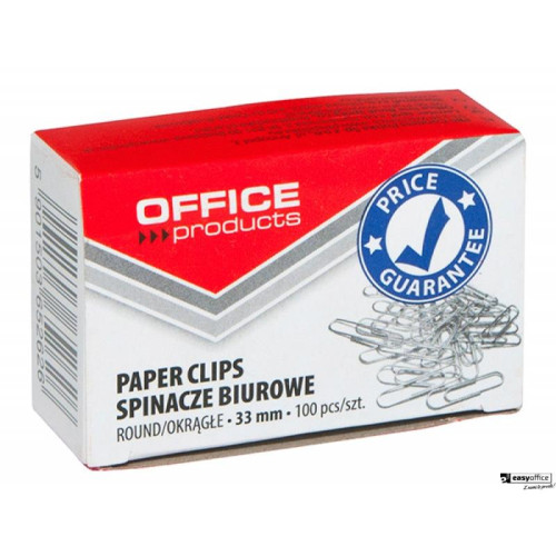 Spinacze okrągłe , 33mm, 100szt., srebrne, typu OFFICE PRODUCTS 18083315-19-6042371