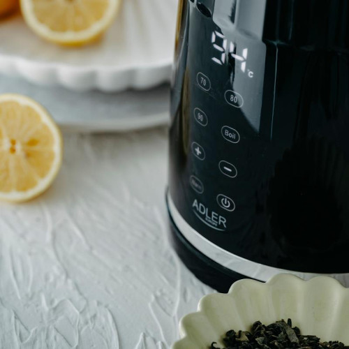 Elektryczny czajnik metalowy LED ADLER AD 1350, z regulacją temperatury,2200W, 1,7L, czarny-16977776