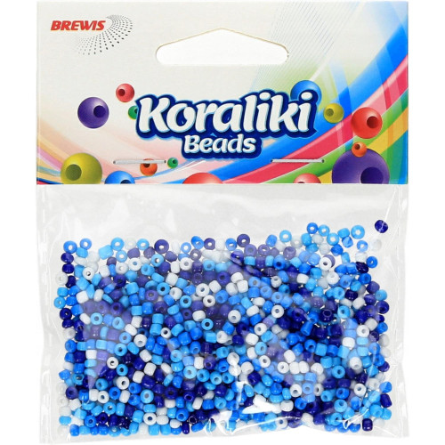 Koraliki akrylowe 35mm biało - niebieskie (30g) KZ13 BREWIS