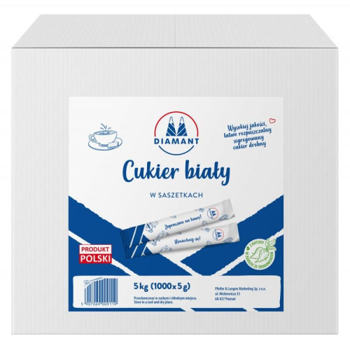 Cukier biały DIAMANT, w saszetkach, 1000x5g