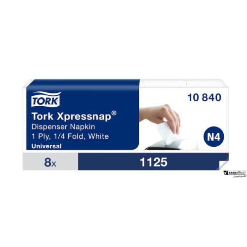 Serwetki dyspenserowe Tork, 1 warstwa, celuloza, 6x33 cm, kolor biały, 9000 szt, system N4 8op x 1125, 10840