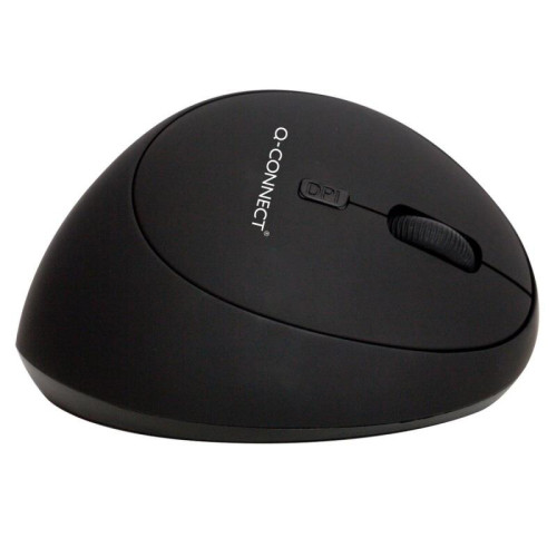 Myszka ergonomiczna bezprzewodowa pionowa Q-CONNECT, 6-przyciskowa, na baterie, dla praworęcznych, czarna-17158844