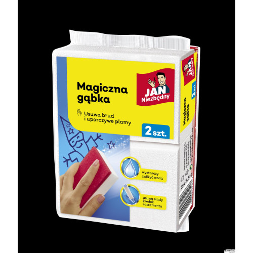 JAN NIEZBĘDNY Magiczna gąbka  do usuwania plam biało-czerwona  2szt.