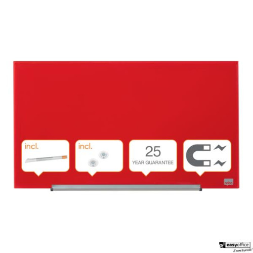 Szklana tablica Nobo Impression Pro 680x380mm, czerwona (X)
