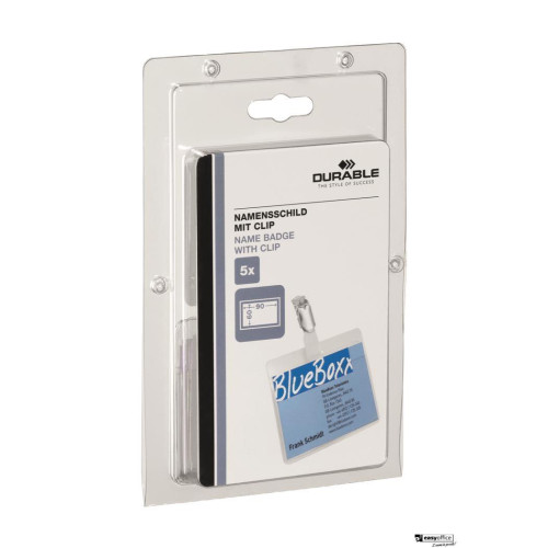 Identyfikator 60x90 mm z klipem Przezroczysty 861219 DURABLE
