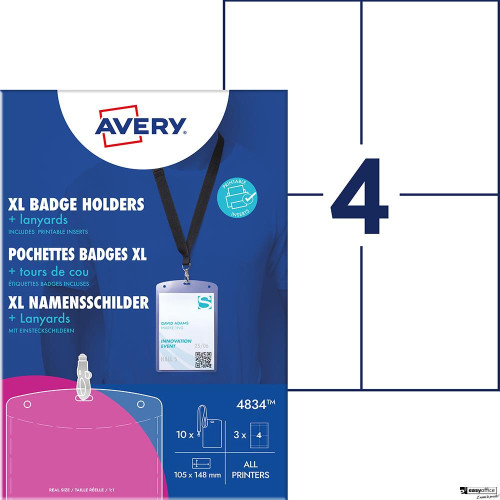 Holdery na identyfikatory A6 ze smyczą, 105 _ 148 mm, 10 szt. + 3 ark.12 wkładów 190 gm_, przezroczyste, 4834