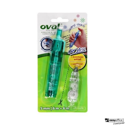 Korektor w taśmie + gratis wkład OVAL QJR-506 CLICK, biały, 5 mm x 6 m 160-2000-6047658