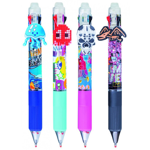 Długopis wymazywalny GIMBOO 4w1, żelowy, pakowany w displayu, mix kolorów/wzorów-18302042