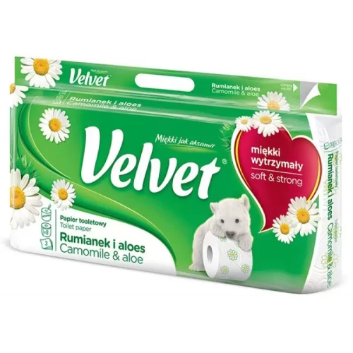 Papier toaletowy VELVET 3w celuloza 8szt. biały rumianek&aloes-3287165