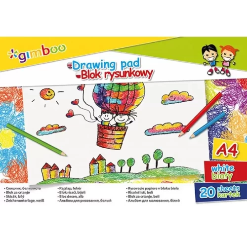 Blok rysunkowy GIMBOO, A4, 20 kart., 70gsm, biały-3681097
