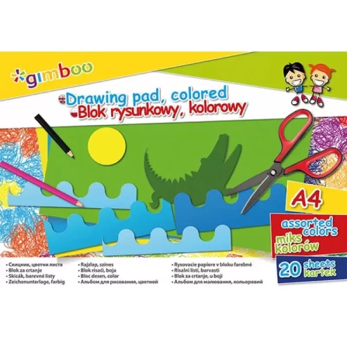 Blok rysunkowy GIMBOO, A4, 20 kart., 70gsm, mix kolorów-3681098