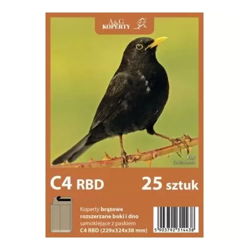 Koperta C4 hk rbd A&G brązowa 25szt.-4042010