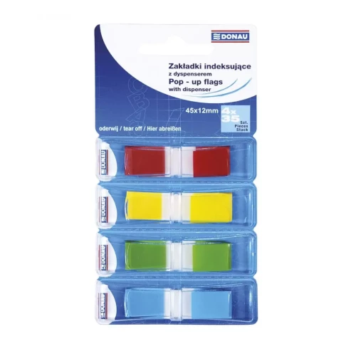 Zakładki indeksujące DONAU, PP, 12x45mm, 4x35 kart., mix kolorów-4079716