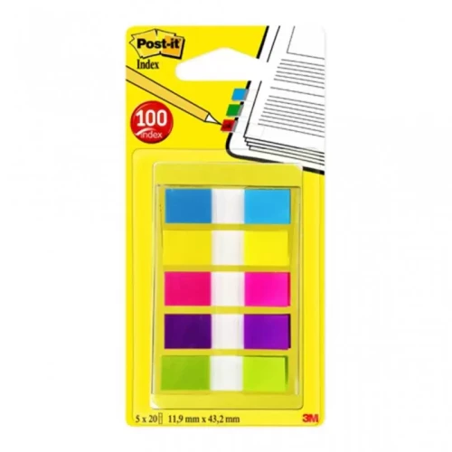 Zakładki indeksujące POST-IT® (683-5CB), PP, 12x43mm, 5x20 kart., mix kolorów-4081802