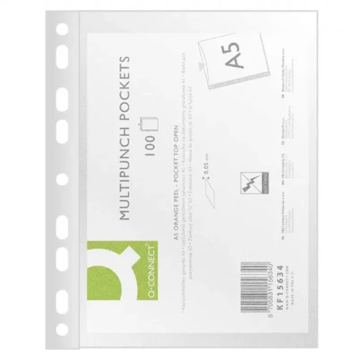 Koszulki na dokumenty Q-CONNECT, PP, A5, groszkowe, 50mikr., 100szt.-4082332