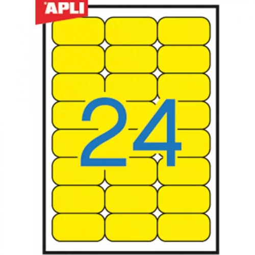 Etykiety kolorowe APLI, 70x37mm, zaokrąglone, żółte, 20 ark.-4083417
